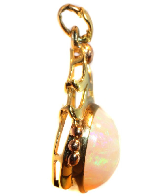 Vintage multi colour gold pendant with cabochon opal Style Japonais by Unknown artist