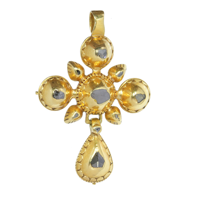 Antique Elegance: The 1800s Diamond Cross Pendant by Onbekende Kunstenaar