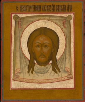 Very classical Russian wooden icon: The Holy Mandulion by Unknown artist