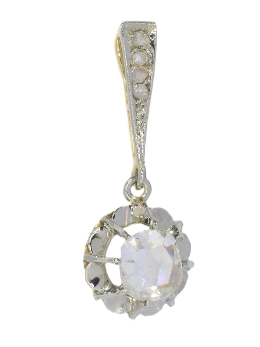 Art Deco diamond pendant with large rose cut diamond by Artista Sconosciuto