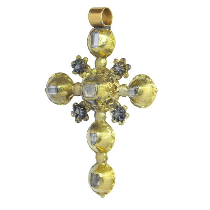 Antique Georgian gold diamond cross with table rose cut diamonds by Unknown artist