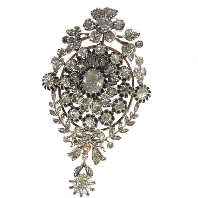 Antique Victorian multi-use diamond jewel can be worn as ring, pendant or brooch by Artista Sconosciuto