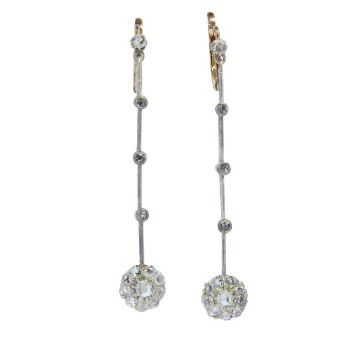 Vintage antique extra long pendent diamond earrings by Artista Desconhecido