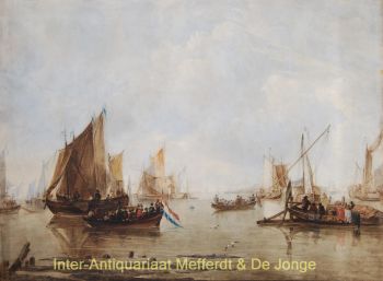 Calm estuary with Dutch ships  by Luis Haghe
