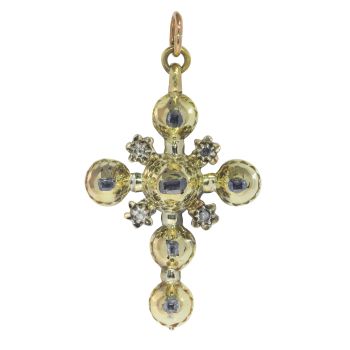 Vintage antique Georgian diamond cross with rare old table cut rose cut diamonds by Onbekende Kunstenaar