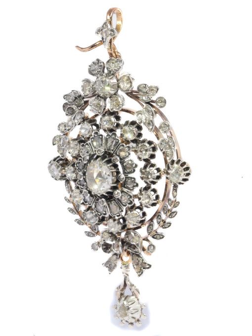 Antique Victorian multi-use diamond jewel can be worn as ring, pendant or brooch by Onbekende Kunstenaar