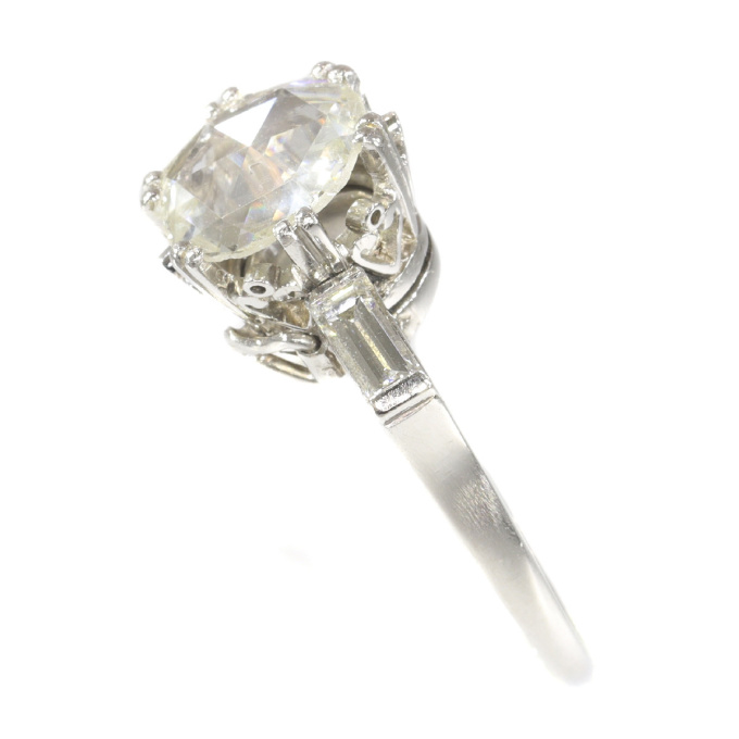 Vintage Fifties large rose cut diamond platinum engagement ring Art Deco inspired by Artista Sconosciuto