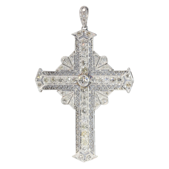 Vintage Art Deco diamond set platinum cross pendant by Unknown artist