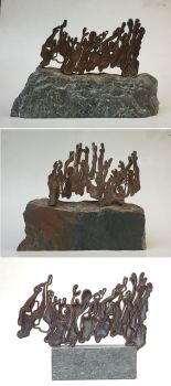 Waves 12/12/16 cm  - copper on stone by Linda Verkaaik