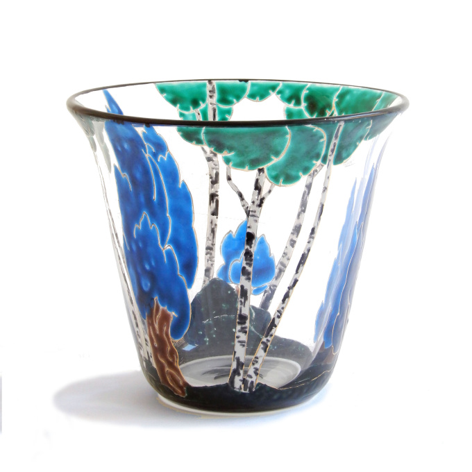 Vase with enamel landscape by Marcel Goupy