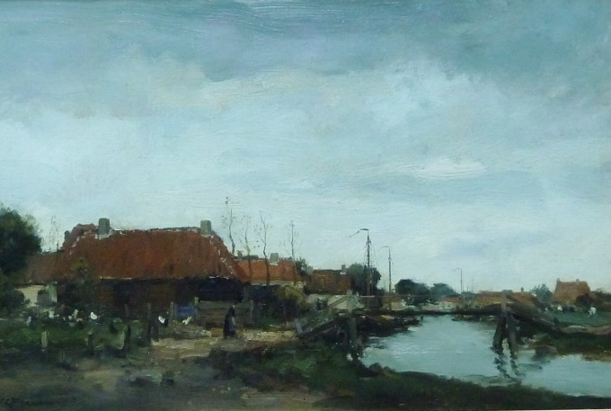 A Village near a River by Willem George Frederik Jansen