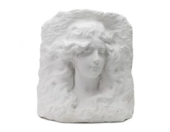 Art Nouveau Bust in white marble by Pierre Charles Lenoir