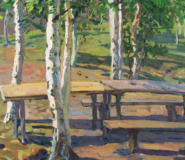 Under the birch trees by Valentin Dudin