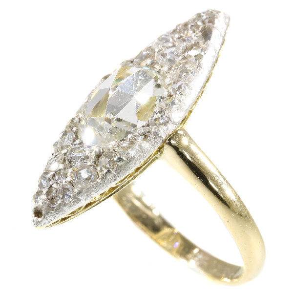 Vintage Belle Epoque navette shaped diamond ring by Unbekannter Künstler