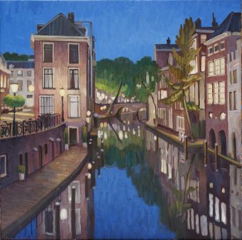 Oudegracht vanaf de Maartensbrug 2 by Willem van der Hofstede