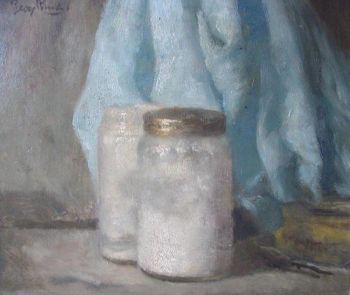 Still life with two jars by Georg Rueter
