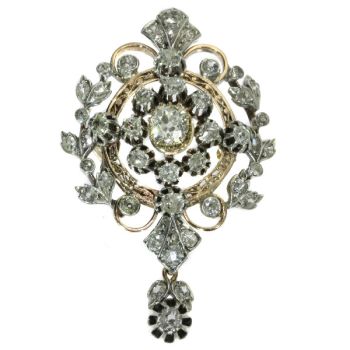 Antique Victorian diamond pendant and brooch loaded with old mine brilliant cuts by Unknown Artist
