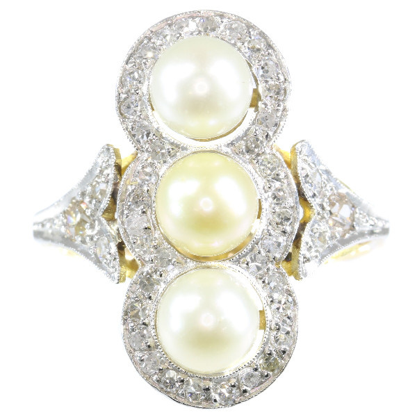 Vintage diamond and pearl ring from the Fifties by Unbekannter Künstler
