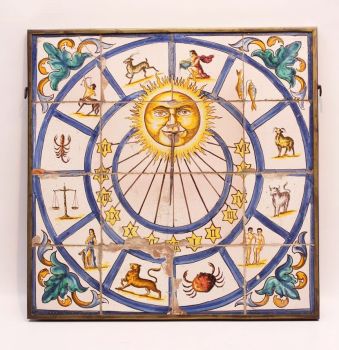 A South European polychrome fayence sundial, circa 1750 by Unknown Artist