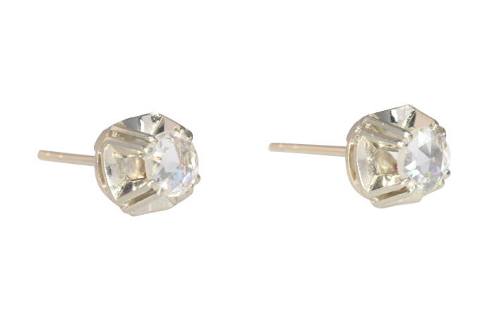 Vintage Art Deco diamond earstuds with rose cut diamonds by Unbekannter Künstler