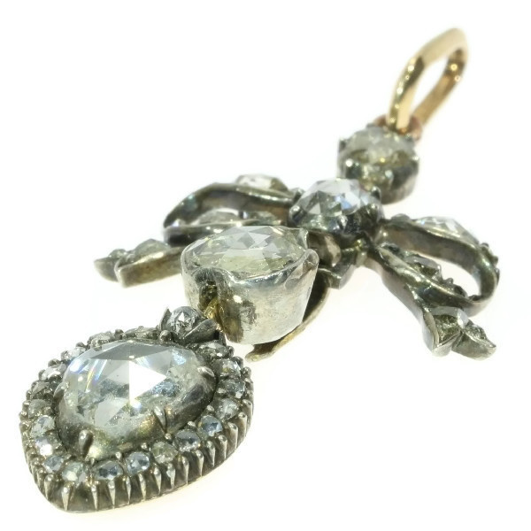 Antique Georgian era love pendant with big rose cut diamond by Unknown Artist