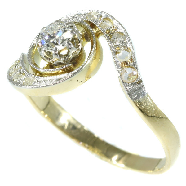 Belle Epoque diamond engagement ring so called tourbillon model or twister by Onbekende Kunstenaar