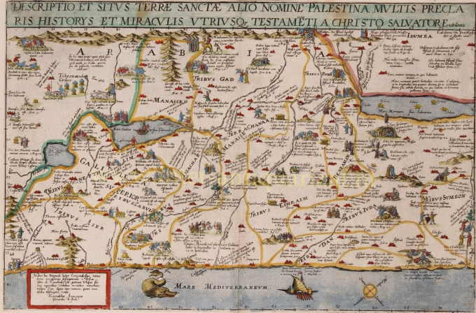 Old map of the Holy Land  by Gerard and Cornelis de Jode