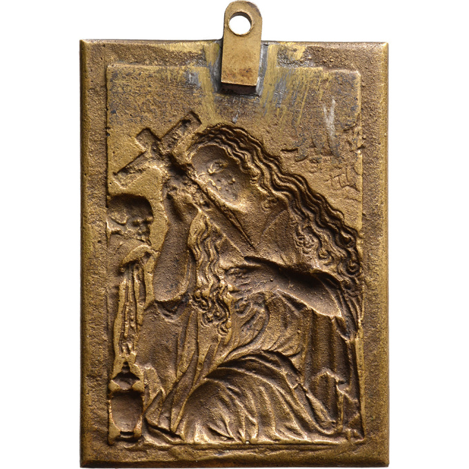 A gilt-bronze rectangular plaque with the Penitent Magdalene, The Netherlands, late 16th century by Unknown Artist