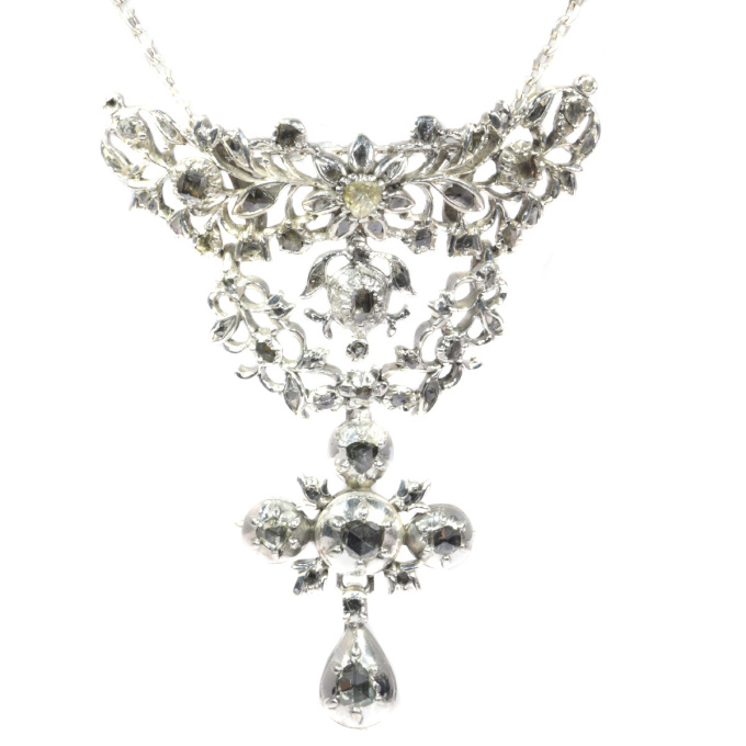 Antique Flemish cross pendant set with diamonds by Artista Desconocido