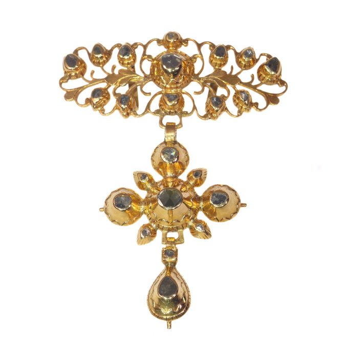Antique Georgian 18K gold diamond cross pendant by Unknown artist