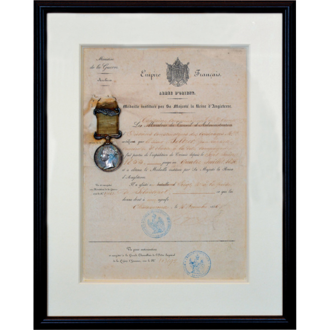 British Crimean War medal with original certificate by Unknown Artist