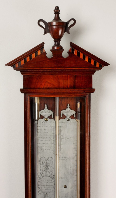 A Dutch mahogany contra-bakbarometer, J. Stopanni, circa 1800 by J. Stoppanni Amsterdam
