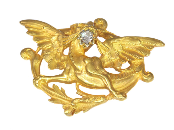 Griffing brooch Late Victorian Early Art Nouveau gold with diamond by Artista Desconhecido