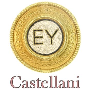 Micro mosaic gold brooch with filigrain by Castellani by Castellani