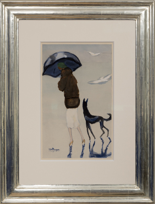 'Woman with a dog walking on the beach' by Kees van Dongen