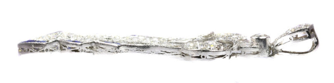 Original stylish Vintage Art Deco platinum diamond loaded pendant by Artiste Inconnu