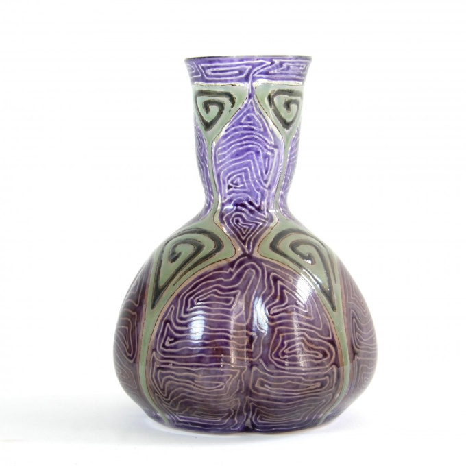 Art Nouveau vase with enamel decoration by Onbekende Kunstenaar