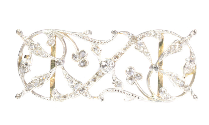 Vintage Antique Art Nouveau diamond set brooch dog collar head band by Artista Sconosciuto