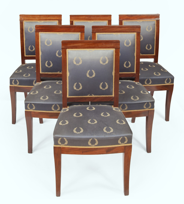 Empire salon set with six fauteuils, six dining chairs and one sofa by Artiste Inconnu