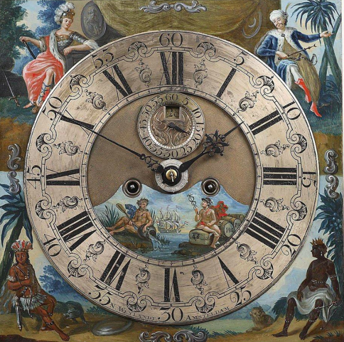 A Surinam-themed Amsterdam long-case clock by Unknown Artist