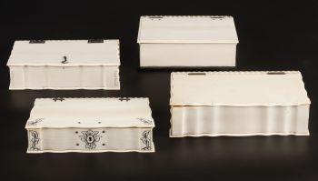 A COLLECTION OF FOUR SRI LANKAN IVORY BIBLE BOXES by Unknown Artist