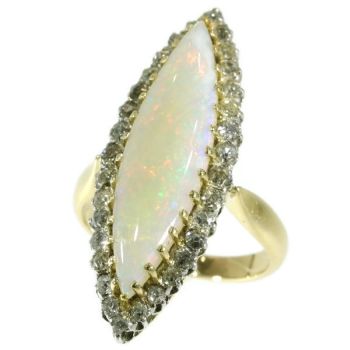 Original Antique Victorian opal and diamond ring by Unknown Artist