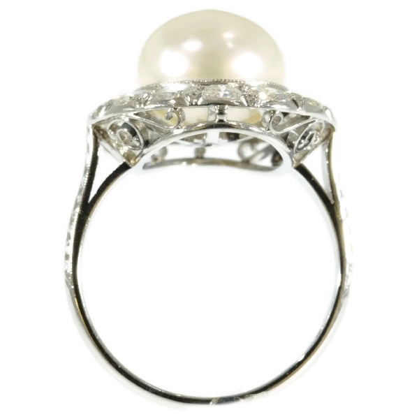 Diamond and pearl platinum estate engagement ring by Unknown Artist