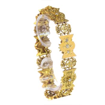 Vintage 18K gold antique bracelet Victorian diamond bracelet by Artiste Inconnu