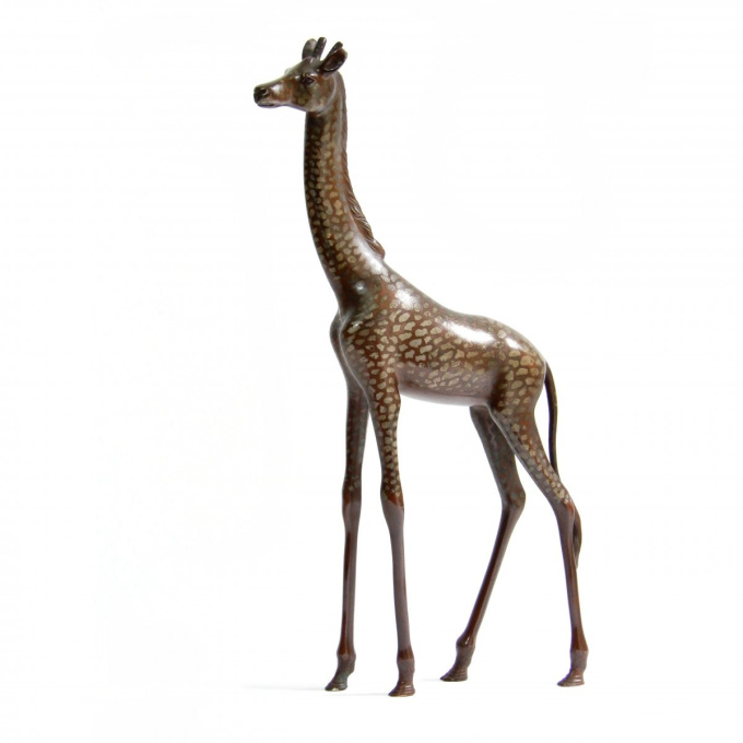 Elegant bronze giraffe by Onbekende Kunstenaar