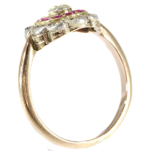 Late Victorian diamond and ruby ring by Onbekende Kunstenaar