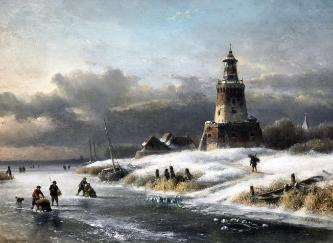 Winter landscape by Lodewijk Johannes Kleijn