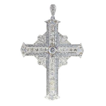 Vintage Art Deco diamond set platinum cross pendant by Artiste Inconnu