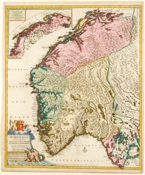 Norway antique map  by Cornelis Danckerts