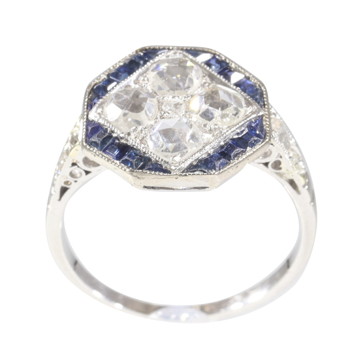 Vintage Art Deco diamond and sapphire ring by Onbekende Kunstenaar